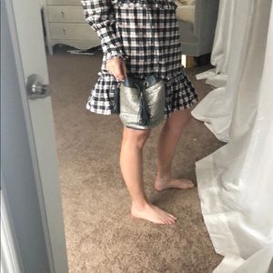 Silver small bucket crossbody